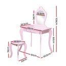 Keezi Kids Dressing Table Stool Set Vanity Mirror Princess Children Makeup Pink-4
