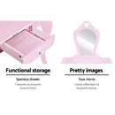 Keezi Kids Dressing Table Stool Set Vanity Mirror Princess Children Makeup Pink-7