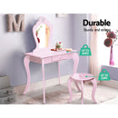 Keezi Kids Dressing Table Stool Set Vanity Mirror Princess Children Makeup Pink-8