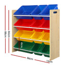 Keezi Kids Toy Box 12 Bins Bookshelf Organiser Children Storage Rack-3