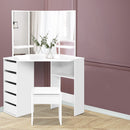 Artiss Dressing Table Stool Set Corner 5 Drawers White-1