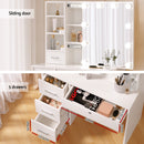 Artiss Dressing Table Set Stool 10 Led Bulbs White Dylan-7