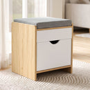 Artiss Storage Ottoman with Drawer 100kg Capacity Footrest Cushion Oak-1