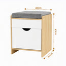 Artiss Storage Ottoman with Drawer 100kg Capacity Footrest Cushion Oak-3