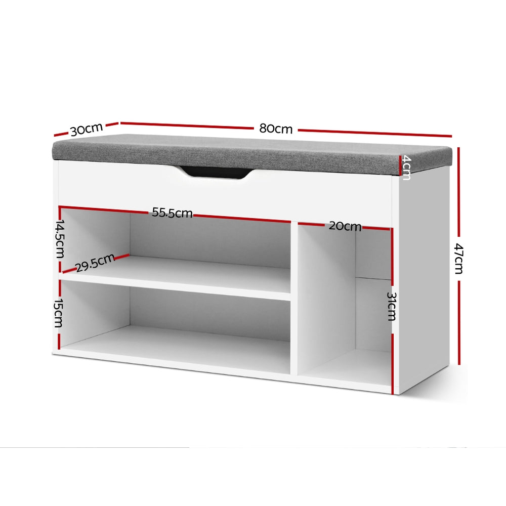 Artiss Shoe Rack Bench Shoe Cabinet White Allen - 0