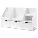 Keezi Kids Bookshelf Storage Organiser Toy Box Drawer Bench Seat Cabinet White-1