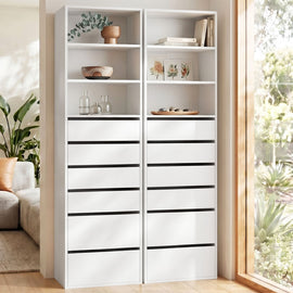 Artiss 2x Chest of 6 Drawers Tallboy Cabinet Adjustable Shelf White