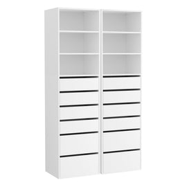 Artiss 2x Chest of 6 Drawers Tallboy Cabinet Adjustable Shelf White - 0