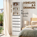 Artiss 2x Chest of 6 Drawers Tallboy Cabinet Adjustable Shelf White-5