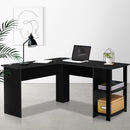 Artiss Computer Desk Shelf L-Shape Black 136CM-7