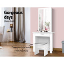 Artiss Dressing Table Stool Set Sliding Mirror White Demi-5