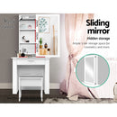 Artiss Dressing Table Stool Set Sliding Mirror White Demi-6