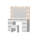 Artiss Dressing Table Vanity Desk Set Stool 12 Led Bulbs White-1