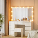 Artiss Dressing Table Vanity Desk Set Stool 12 Led Bulbs White-7