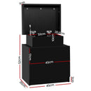 Artiss 2X Bedside Table 2 Drawers Lift-up Storage Black-2