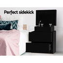 Artiss 2X Bedside Table 2 Drawers Lift-up Storage Black-3