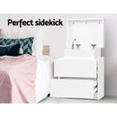 Artiss Bedside Table 2 Drawers Lift-up Storage - COLEY White-3
