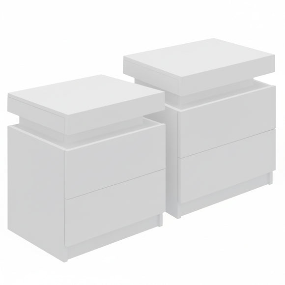 Artiss 2X Bedside Table 2 Drawers Lift-up Storage White