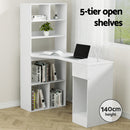 Artiss Computer Desk Bookshelf Drawer Cabinet White 120CM-4