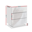 Artiss Bedside Table LED 3 Drawers - MORI White-2