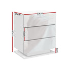 Artiss 2x Bedside Table LED 3 Drawers - MORI White-3