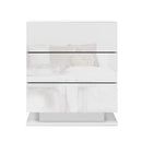 Artiss 2x Bedside Table LED 3 Drawers - MORI White-4