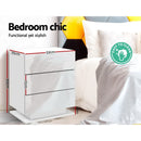 Artiss 2x Bedside Table LED 3 Drawers - MORI White-6