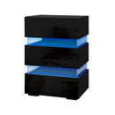Artiss 2x Bedside Table LED 3 Drawers - LUMI Black-2