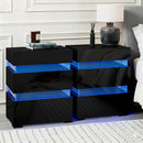 Artiss 2x Bedside Table LED 3 Drawers - LUMI Black-7