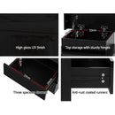 Artiss Bedside Table LED 3 Drawers - COLEY Black-6