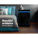 Artiss 2X Bedside Table LED 3 Drawers - COLEY Black-6