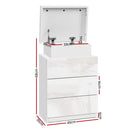 Artiss Bedside Table LED 3 Drawers - COLEY White-2
