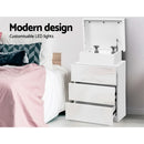 Artiss 2X Bedside Table LED 3 Drawers - COLEY White-5