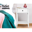 Artiss Bedside Table 1 Drawer with Shelf - BOWIE White-5