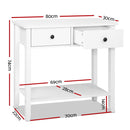 Artiss Console Table 2 Drawers 80CM White Chole-4