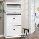 Artiss Shoe Rack Cabinet 18 Pairs 3-tier White Sena-1