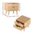 Artiss Bedside Table 2 Drawers - Pine-2