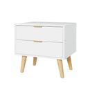 Artiss Bedside Table 2 Drawers - White-1
