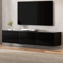 Artiss Floating Entertainment Unit TV Cabinet High Glossy Black 3 Cabinets 200CM-1