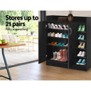 Artiss Shoe Rack Cabinet 21 Pairs Adjustable Shelves Black Clair-5