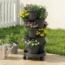 Green Fingers 5 Tier Vertical Garden Planter, Stackable Planters with 4 Wheels, Black, Raised Garden Bed, Garden Tower Indoor Outdoor, Auto Drainage System, for Strawberries, Herbs, Flower, Vegetables-1