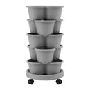 Green Fingers 5 Tier Vertical Garden Planter, Stackable Planters with 4 Wheels, Grey, Raised Garden Bed, Garden Tower Indoor Outdoor, Auto Drainage System, for Strawberries, Herbs, Flower, Vegetables-10