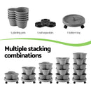 Green Fingers 5 Tier Vertical Garden Planter, Stackable Planters with 4 Wheels, Grey, Raised Garden Bed, Garden Tower Indoor Outdoor, Auto Drainage System, for Strawberries, Herbs, Flower, Vegetables-6