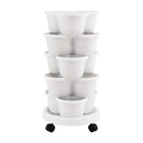 Green Fingers 5 Tier Vertical Garden Planter, Stackable Planters with Wheels, White, Garden Bed, Garden Tower Indoor Outdoor, Auto Drainage System, for Strawberries, Herbs, Flowers, Vegetables-10