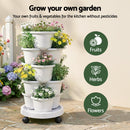 Green Fingers 5 Tier Vertical Garden Planter, Stackable Planters with Wheels, White, Garden Bed, Garden Tower Indoor Outdoor, Auto Drainage System, for Strawberries, Herbs, Flowers, Vegetables-2