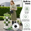Green Fingers 5 Tier Vertical Garden Planter, Stackable Planters with Wheels, White, Garden Bed, Garden Tower Indoor Outdoor, Auto Drainage System, for Strawberries, Herbs, Flowers, Vegetables-3