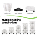Green Fingers 5 Tier Vertical Garden Planter, Stackable Planters with Wheels, White, Garden Bed, Garden Tower Indoor Outdoor, Auto Drainage System, for Strawberries, Herbs, Flowers, Vegetables-6