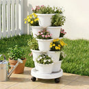 Green Fingers 5 Tier Vertical Garden Planter, Stackable Planters with Wheels, White, Garden Bed, Garden Tower Indoor Outdoor, Auto Drainage System, for Strawberries, Herbs, Flowers, Vegetables-1