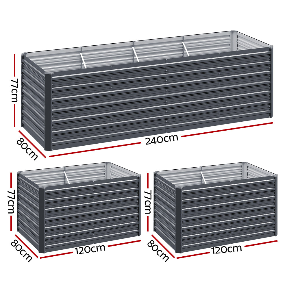 Green Fingers Garden Bed 240x80x77cm Planter Box Raised Container Galvanised Herb - 0
