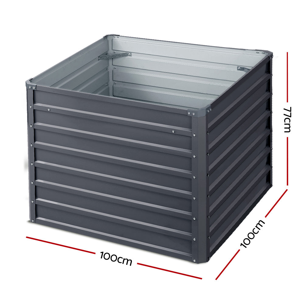 Green Fingers 2x Garden Bed 100x100x77cm Planter Box Raised Container Galvanised - 0